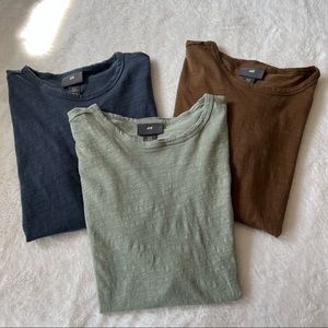 H&M 3 basic crewneck tees BUNDLE - pre rolled sleeves